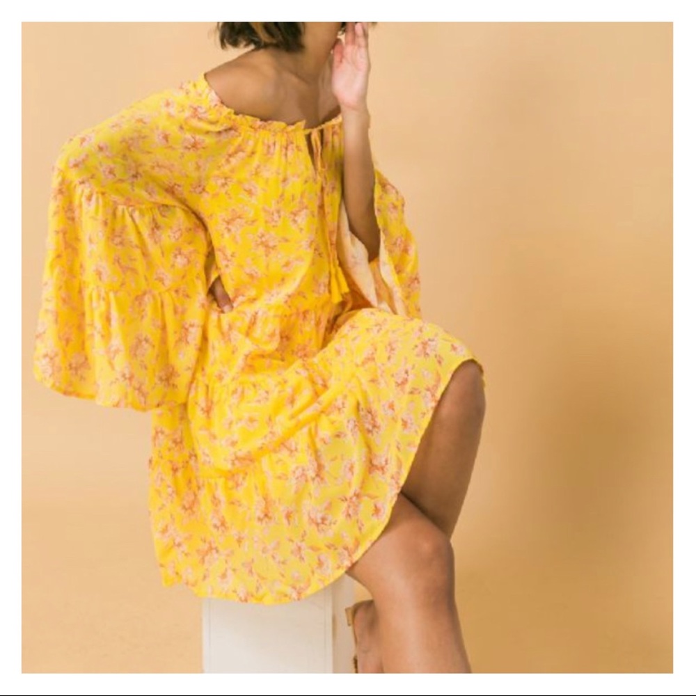 Bohemian Floral Printed Mini Dress - Picture 2 of 4